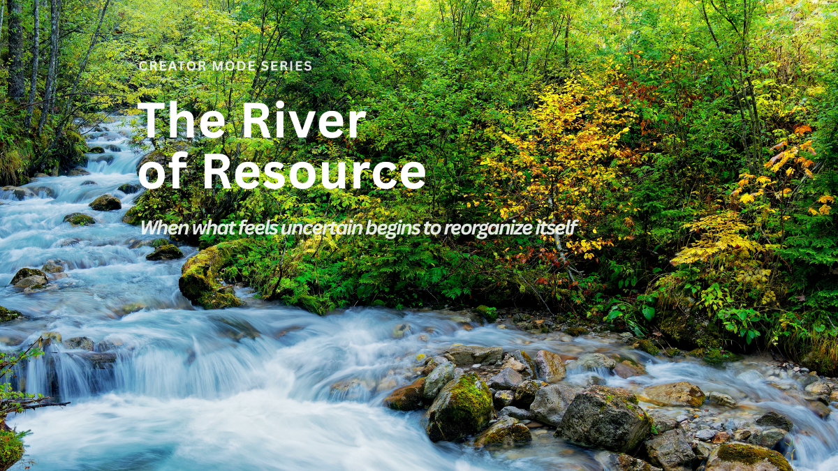 A flowing river through a natural landscape, symbolizing transition, uncertainty, and the emergence of clarity over time.