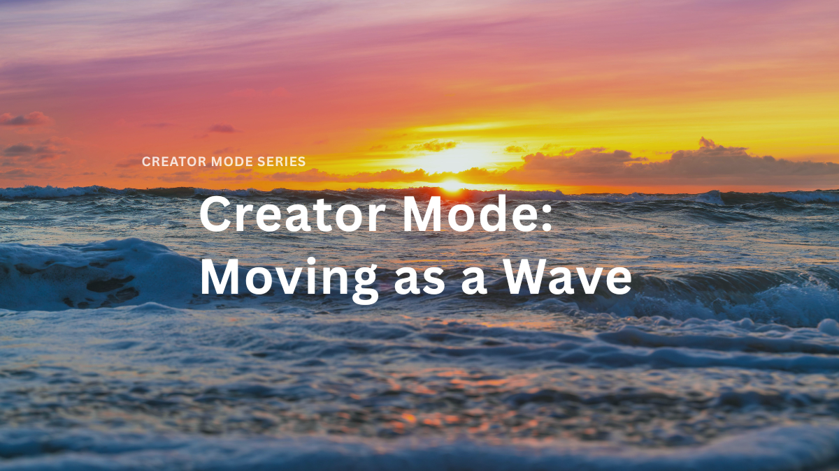 Calm ocean waves at sunset with golden light on the horizon, representing flow, coherence, and peaceful movement